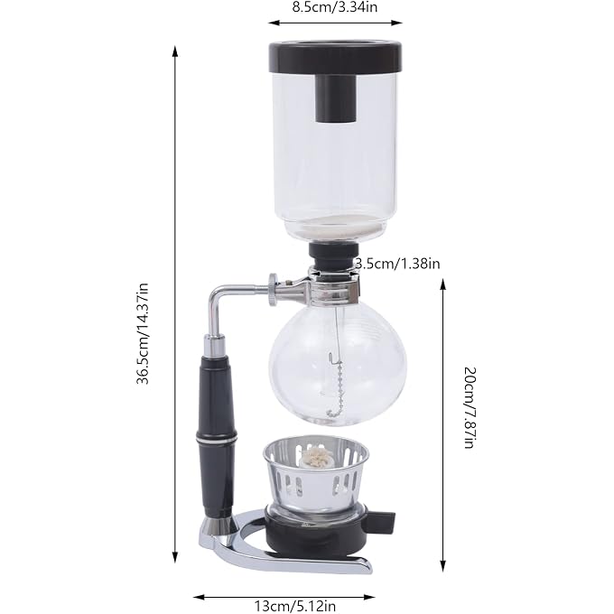 SNKOURIN Siphon Syphon Coffee Maker Tabletop Glass Technica Siphon Pot Coffee Maker Syphon Vacuum Coffee Maker (3 cups (360 ml)) - Image 3