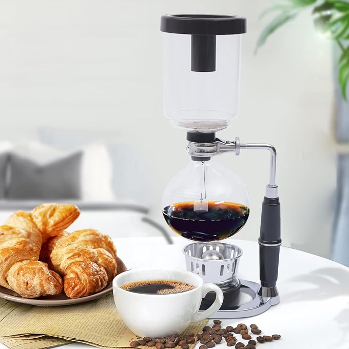 SNKOURIN Siphon Syphon Coffee Maker Tabletop Glass Technica Siphon Pot Coffee Maker Syphon Vacuum Coffee Maker (3 cups (360 ml)) - Image 2