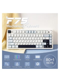 AULA AULA F75 Gasket Mechanical Keyboard, 75% Wireless Hot Swappable Gaming Keyboard with Five-Layer Padding&Knob, Bluetooth/2.4GHz/USB-C, RGB (Glacier Blue, LEOBOG Reaper Switch)  - Image 2