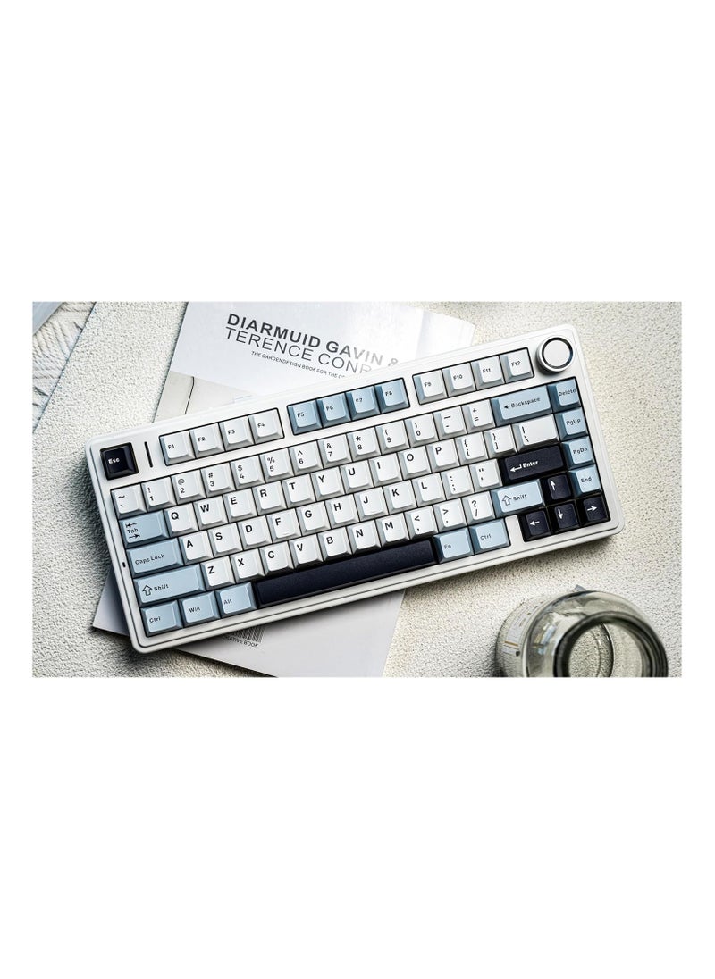 AULA - AULA F75 Gasket Mechanical Keyboard, 75% Wireless Hot Swappable Gaming Keyboard with Five-Layer Padding&Knob, Bluetooth/2.4GHz/USB-C, RGB (Glacier Blue, LEOBOG Reaper Switch) - Image 1