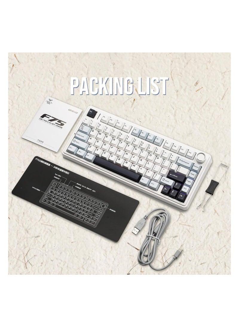 AULA - AULA F75 Gasket Mechanical Keyboard, 75% Wireless Hot Swappable Gaming Keyboard with Five-Layer Padding&Knob, Bluetooth/2.4GHz/USB-C, RGB (Glacier Blue, LEOBOG Reaper Switch) - Image 1