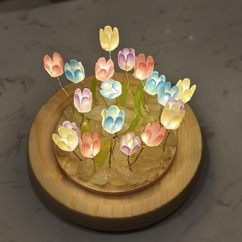 One94Store Artificial Tulip LED Night Lamp – Glass Decorative Light with 10 Purple Flowers for Bedroom, Living Room & Table, Romantic Decor, Valentine Day Gift, Love Gift for Her, Couple Gift - Image 5