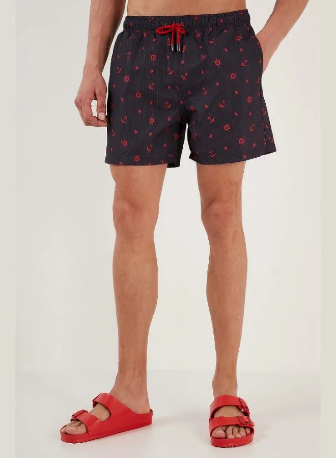 Buratti  Buratti Patterned Swim Shorts Waist-Tied Pocket Swimsuit Short Men's SWIMSUIT SHORT 380M427 for Men | Best Price UAE