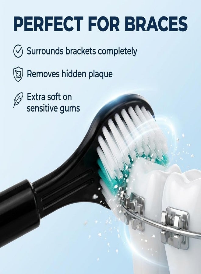 PURSONIC 3 Sided Toothbrush with Soft Bristles for Adults with Sensitive Gums - 360° Full Coverage Deep Clean 3D Toothbrush for Braces, Dentures, and Aligners | 4 Pack (Blue - Image 4