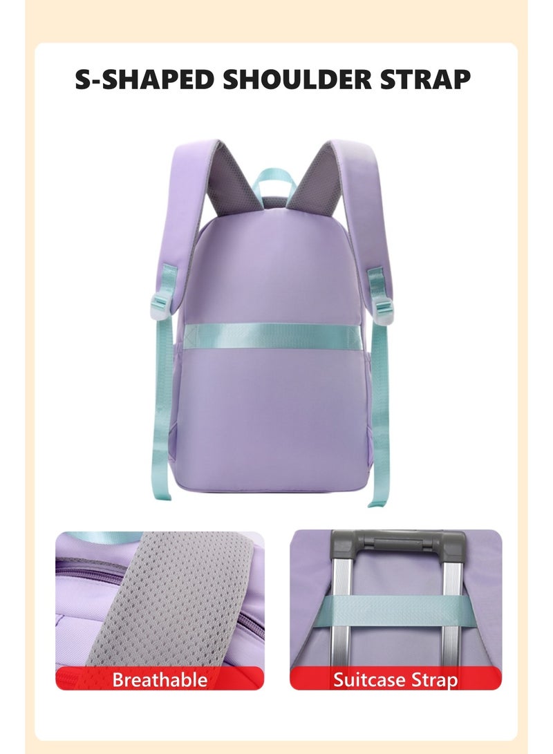 حقيبة مدرسية خفيفة الوزن وأنيقة ومريحة، حقيبة ظهر للأطفال، حقيبة مدرسية للطلاب ذات طابع جمالي بسيط، مع تفاصيل مشبك فريدة من نوعها