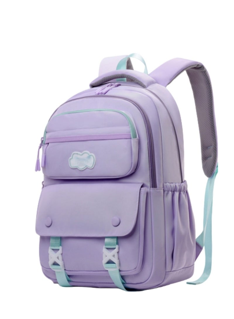 حقيبة مدرسية خفيفة الوزن وأنيقة ومريحة، حقيبة ظهر للأطفال، حقيبة مدرسية للطلاب ذات طابع جمالي بسيط، مع تفاصيل مشبك فريدة من نوعها