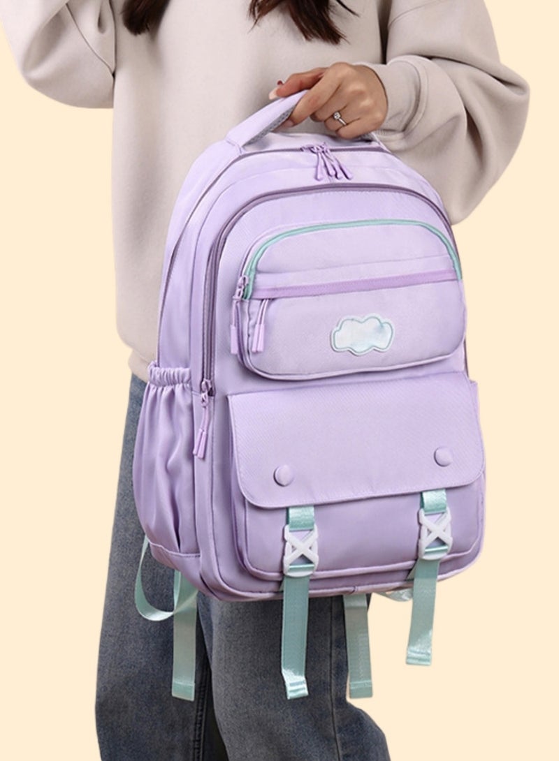 حقيبة مدرسية خفيفة الوزن وأنيقة ومريحة، حقيبة ظهر للأطفال، حقيبة مدرسية للطلاب ذات طابع جمالي بسيط، مع تفاصيل مشبك فريدة من نوعها