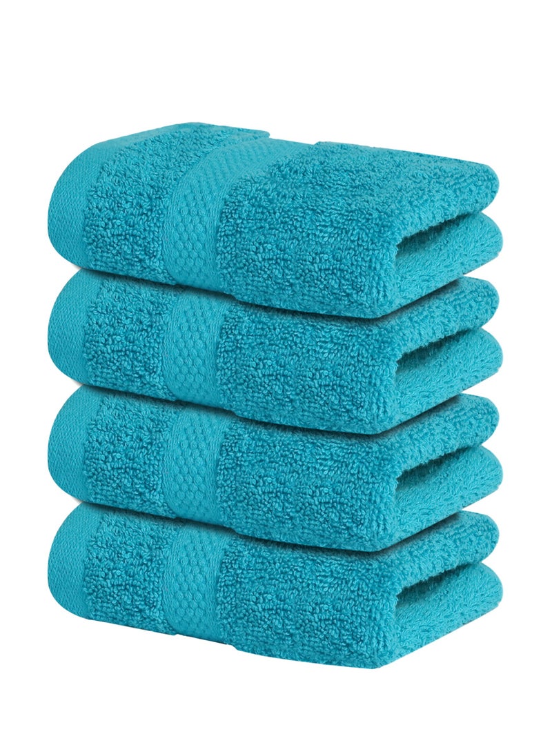 Infinitee Xclusives Infinitee Xclusives Premium Aqua Blue Washcloths Set – Pack of 4, 13 x13 Inches (33 x 33cm) 100% Cotton Wash Cloths for Your Body and Face Towels, Kitchen Dish Towels and Rags, Baby Washcloth  - Image 1