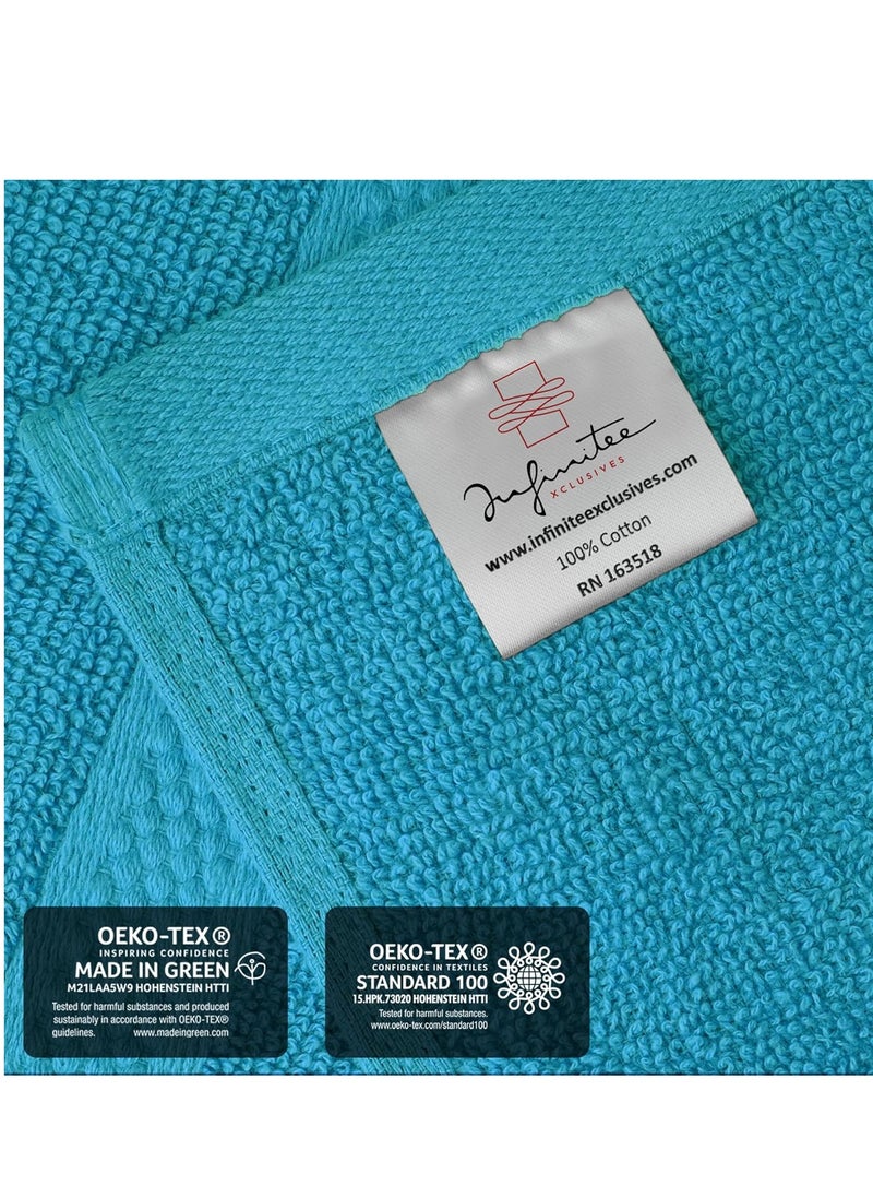 Infinitee Xclusives Infinitee Xclusives Premium Aqua Blue Washcloths Set – Pack of 4, 13 x13 Inches (33 x 33cm) 100% Cotton Wash Cloths for Your Body and Face Towels, Kitchen Dish Towels and Rags, Baby Washcloth  - Image 5