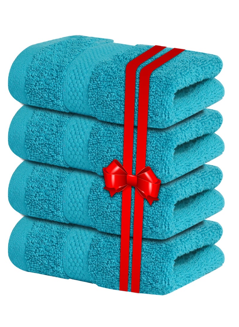 Infinitee Xclusives Infinitee Xclusives Premium Aqua Blue Washcloths Set – Pack of 4, 13 x13 Inches (33 x 33cm) 100% Cotton Wash Cloths for Your Body and Face Towels, Kitchen Dish Towels and Rags, Baby Washcloth  - Image 1