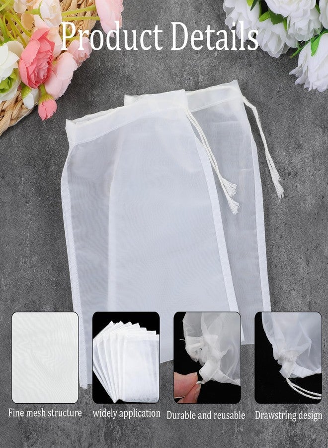 Aeaocvo 8 Pcs Nylon Straining Bag, White Mesh Juice Strainer, Reusable Milk Bags for Nut Milk, Juice, Cold Brew, Home Brewing - Image 3