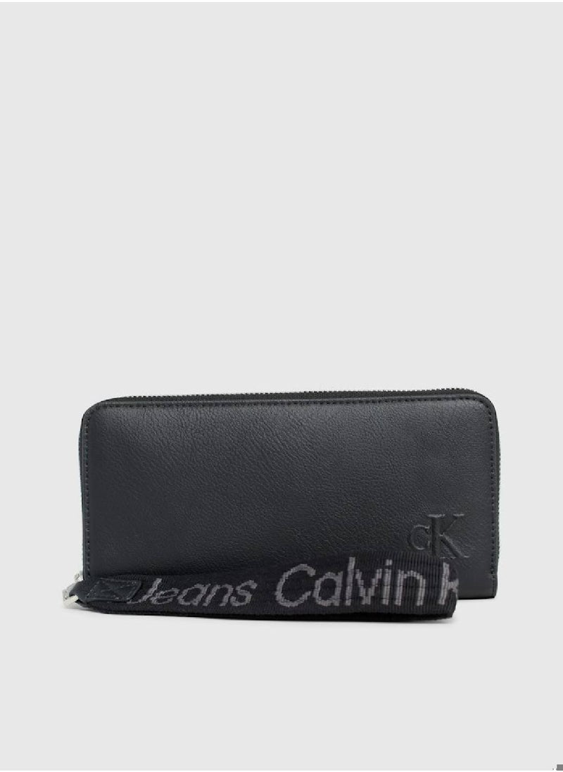 Calvin Klein Jeans - Women's RFID Wristlet Zip Around Wallet -  recycled faux leather, Black - Image 1