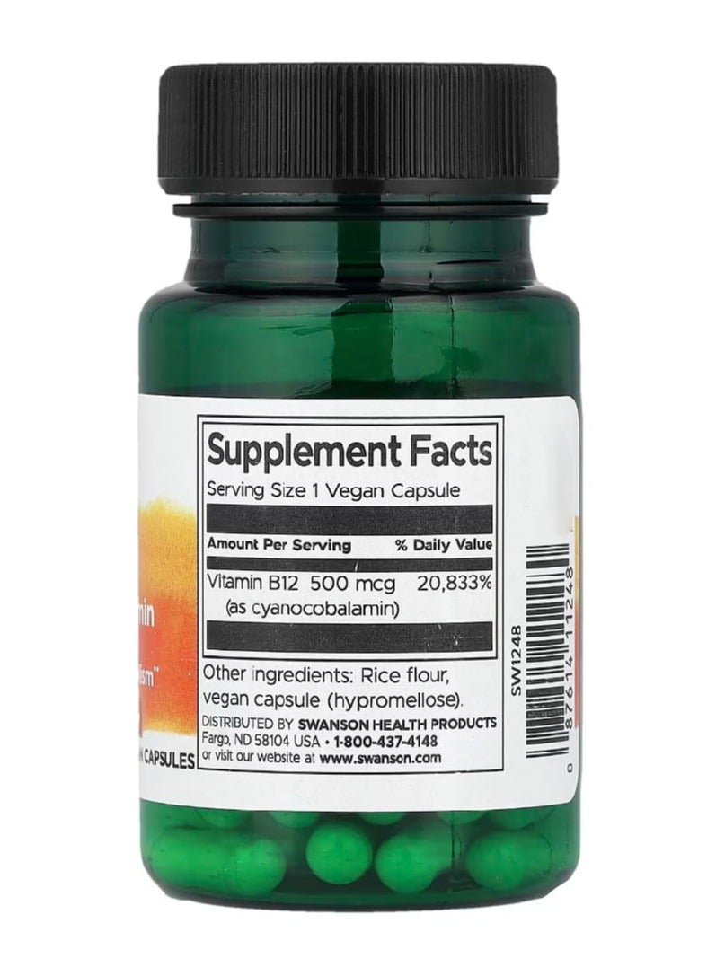 سوانسون فيتامين ب12 500 ميكروجرام 30 كبسولة - Image 2