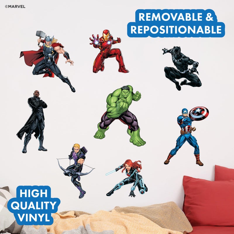 WALL PALZ Marvel The Avengers Wall Decals â€“ Set of 8 Hulk Iron Man Captain America Black Panther Removable Vinyl Stickers for Kids Bedroom Playroom Bathroom - Peel and Stick Room DÃ©cor - Image 2