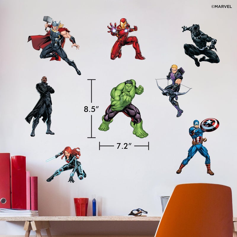 WALL PALZ Marvel The Avengers Wall Decals â€“ Set of 8 Hulk Iron Man Captain America Black Panther Removable Vinyl Stickers for Kids Bedroom Playroom Bathroom - Peel and Stick Room DÃ©cor - Image 5