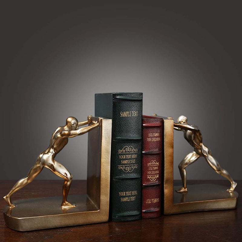 SHTWX Home Decorative Man Bookshelf Bookends,Art Bookend, Book Ends,Bookend Supports, Book Stoppers, Set of 2 - Image 1