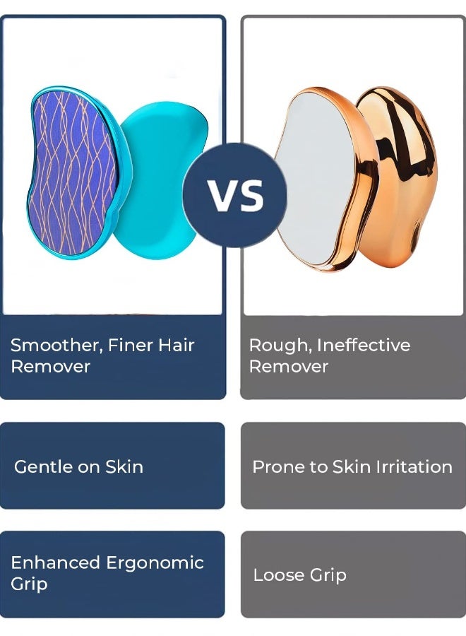 Hair Removal Eraser with Handle, Painless Crystal Hair Remover Tools with Handle, Magic Crystal Hair Eraser, Soft Smooth Skin Fast & Easy Crystal Hair Removal for Men and Women (Blue) - Image 3