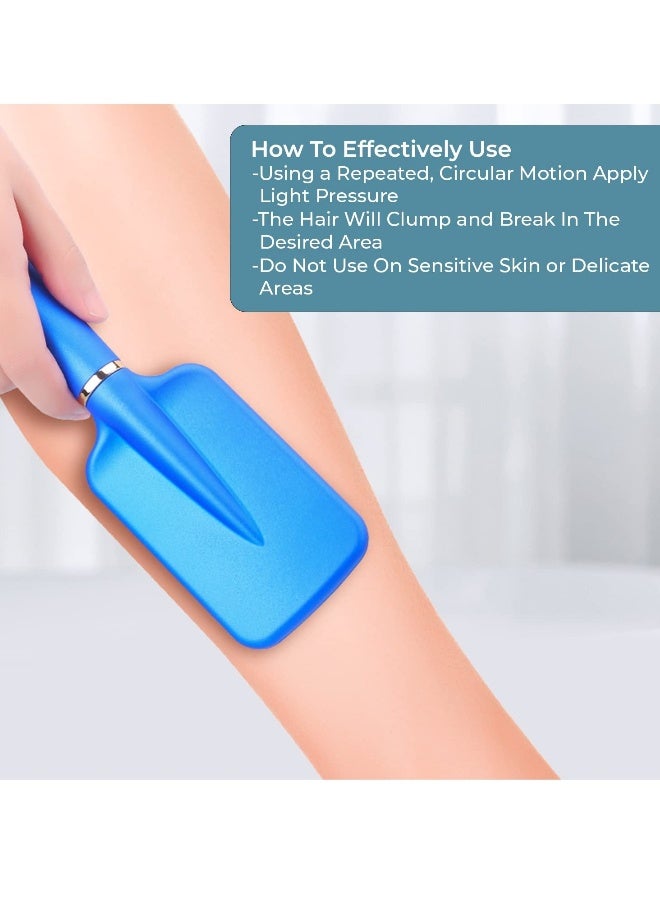 Hair Removal Eraser with Handle, Painless Crystal Hair Remover Tools with Handle, Magic Crystal Hair Eraser, Soft Smooth Skin Fast & Easy Crystal Hair Removal for Men and Women (Blue) - Image 2