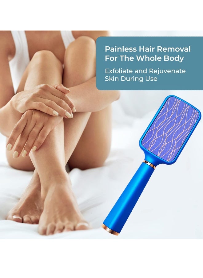 Hair Removal Eraser with Handle, Painless Crystal Hair Remover Tools with Handle, Magic Crystal Hair Eraser, Soft Smooth Skin Fast & Easy Crystal Hair Removal for Men and Women (Blue) - Image 5