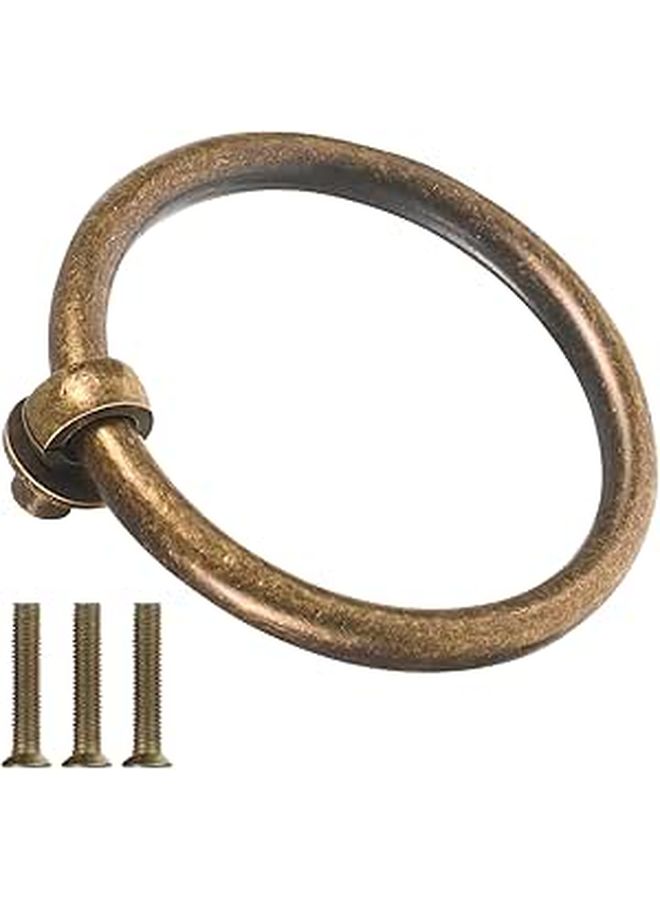 Antique Brass Ring Cabinet Pulls Solid Brass Drawer Handles Round Knobs Vintage Style - Image 1