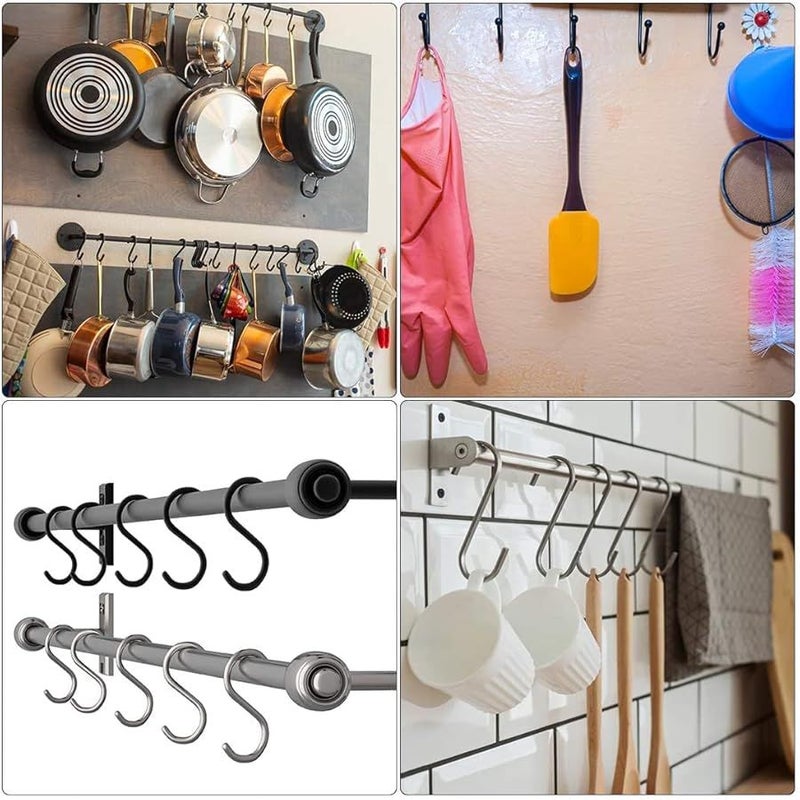 Stainless Steel S Hooks 3.6 Inches 10 Pack for Kitchen Bathroom Storage - Image 2