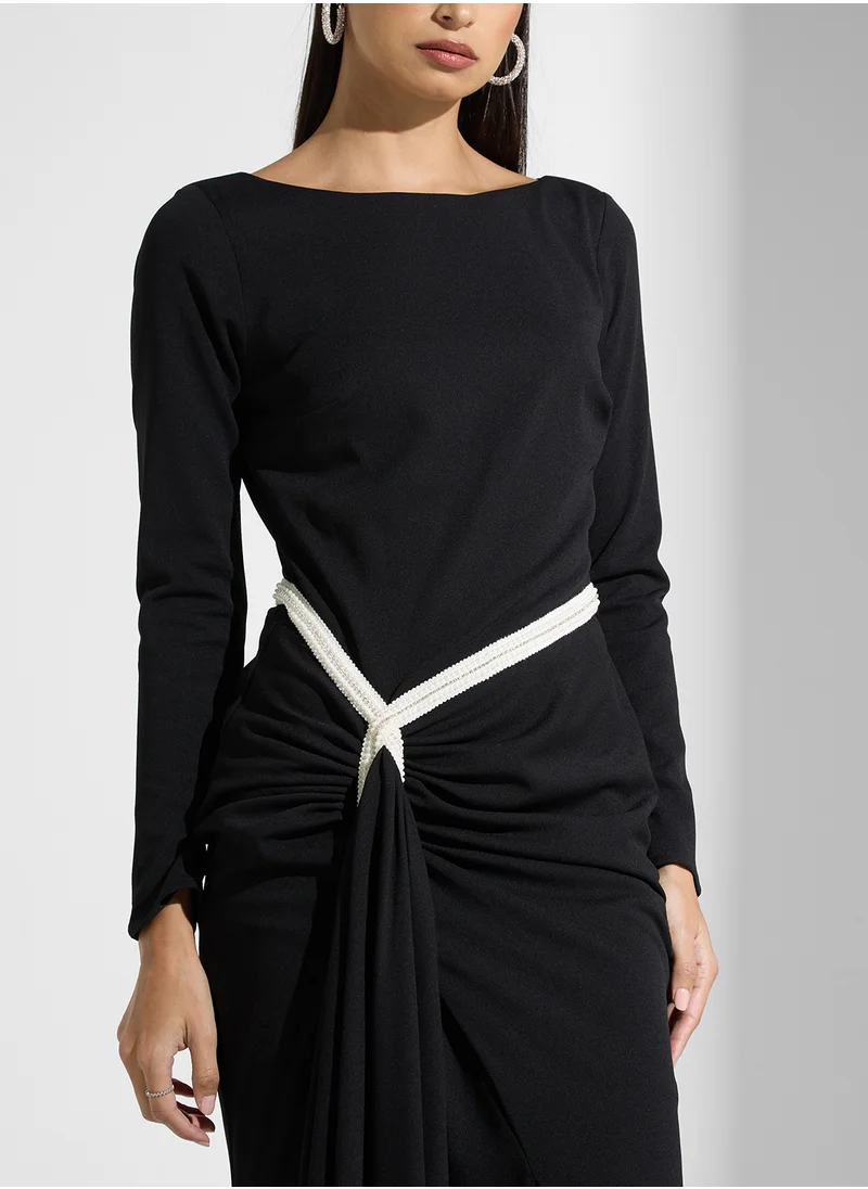 Namshi x Dress With Princess Cut Waist Trail