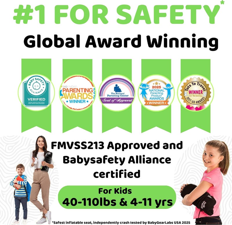 BubbleBum Inflatable Booster Car Seat for Kids, Rainbow | Travel Booster for Ages 4-11, 40-110 lbs, Fits 3 Across - Image 5