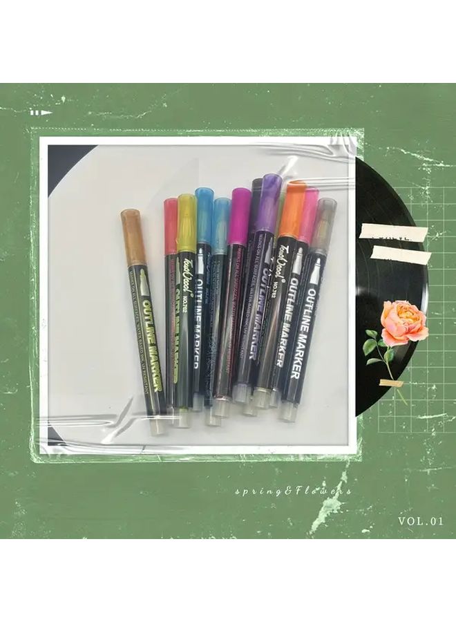 Glow In The Dark Marker Pens 12 Colors Metallic Quick Drying Waterproof - Image 2
