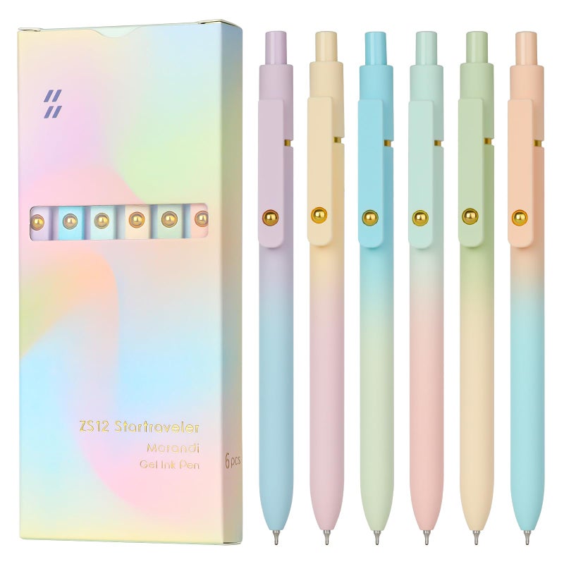 Ddaowanx Gel Pens,0.7mm Quick Dry Black Ink,Fine Point Smooth Writing Pen,Aesthetics Office School Supplies,Gifts for Women,stocking stuffers for teen girls (6 Pcs Gradient, Black) - Image 1