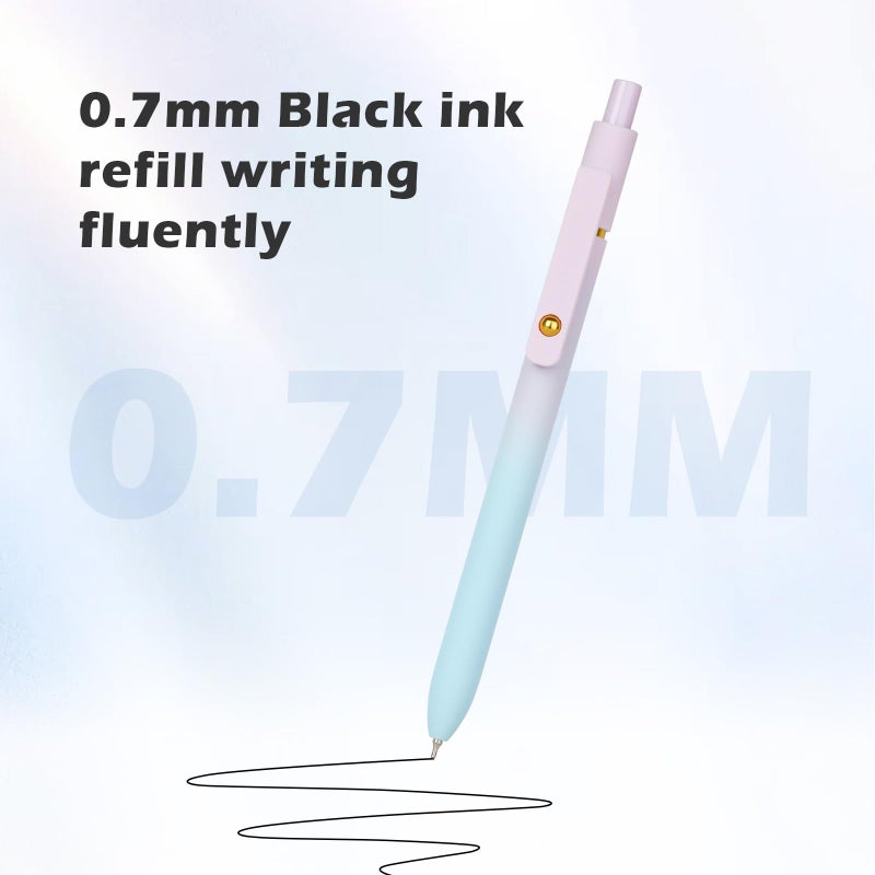 Ddaowanx Gel Pens,0.7mm Quick Dry Black Ink,Fine Point Smooth Writing Pen,Aesthetics Office School Supplies,Gifts for Women,stocking stuffers for teen girls (6 Pcs Gradient, Black) - Image 3