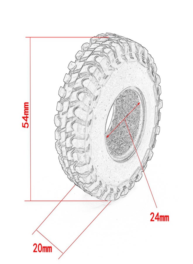 RC Crawler Rubber Tires RC Car Tires 4pcs Replacement for 1/24 Axial SCX24 90081 AXI00005 C10 AXI00006 AXI00002 RC Car - Image 4
