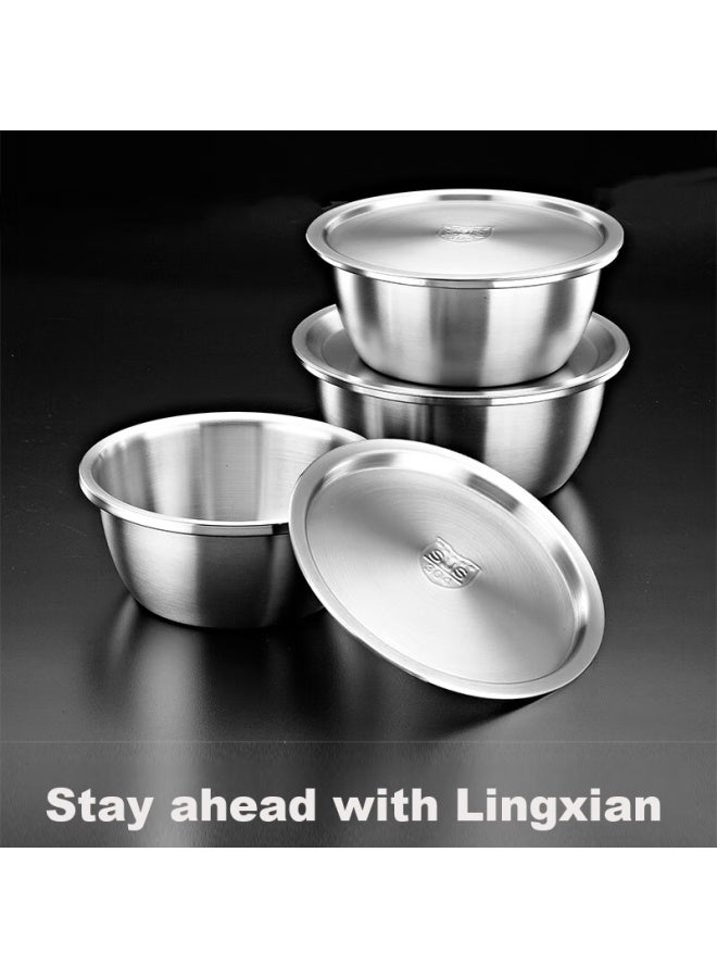 Yutai 304 Stainless Steel Thickened Covered Oil Basin, Egg Beating Bowl, Round Seasoning Container, Soup Pot, Soup Bowl Wdg22 - Image 3
