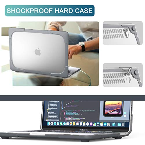 Batianda for MacBook Air 13 inch Case 2020 2019 2018 Release Model A2337 M1 A2179 A1932, Heavy Duty Shockproof Durable Protective Hard Shell Soft Bumper with Fold Kickstand & Keyboard Cover, Grey - Image 5