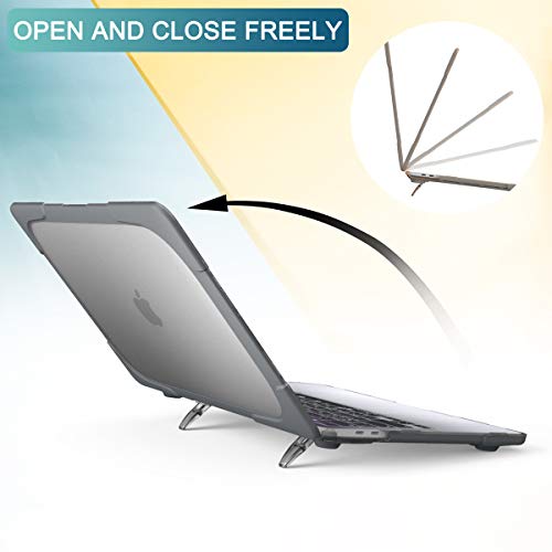 Batianda for MacBook Air 13 inch Case 2020 2019 2018 Release Model A2337 M1 A2179 A1932, Heavy Duty Shockproof Durable Protective Hard Shell Soft Bumper with Fold Kickstand & Keyboard Cover, Grey - Image 3