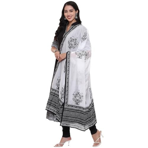 Biba Cotton Women Printed Anarkali Salwar Kurta Dupatta(Skdassorted5919E_Black_32) - Image 2