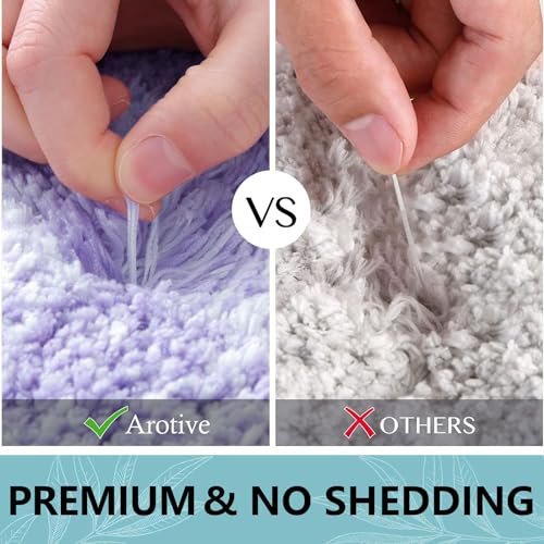Arotive Bathroom Rugs Set 3 Piece, Extra Soft and Absorbent Bath Rugs, Machine Wash Dry Bath Mats for Bathroom, Toilet, Tub and Shower, 24x16, 30x20 and U-Shaped 24x20, Dark Purple - Image 2