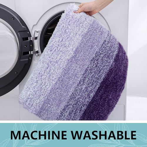 Arotive Bathroom Rugs Set 3 Piece, Extra Soft and Absorbent Bath Rugs, Machine Wash Dry Bath Mats for Bathroom, Toilet, Tub and Shower, 24x16, 30x20 and U-Shaped 24x20, Dark Purple - Image 3