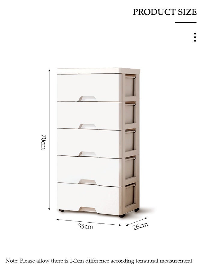 DUNISO 5-Layer Storage Cabinet with Wheels，Environmental Space Saving Dresser Storage Tower,Multifunctional Drawer Plastic Wardrobe，Storage Drawer Units for living room, bedroom, office,study - Image 2
