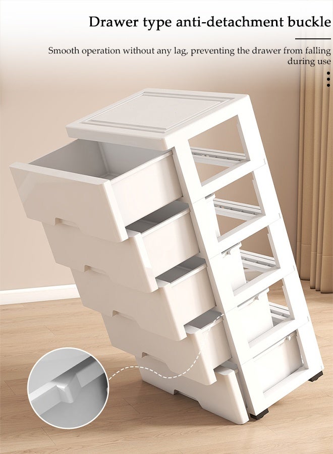 DUNISO 5-Layer Storage Cabinet with Wheels，Environmental Space Saving Dresser Storage Tower,Multifunctional Drawer Plastic Wardrobe，Storage Drawer Units for living room, bedroom, office,study - Image 4