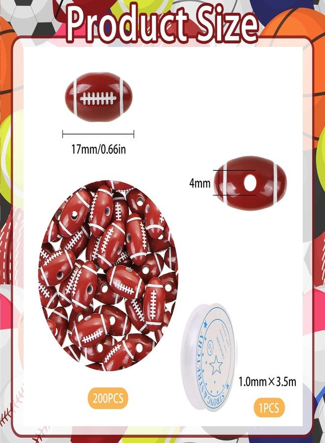 CCOZN 200 Pcs Football Beads for DIY Jewelry Making, Tiny Acrylic Rugby Beads for Bracelets Keychains Necklaces Crafting, Sports Beads with Box - Image 2