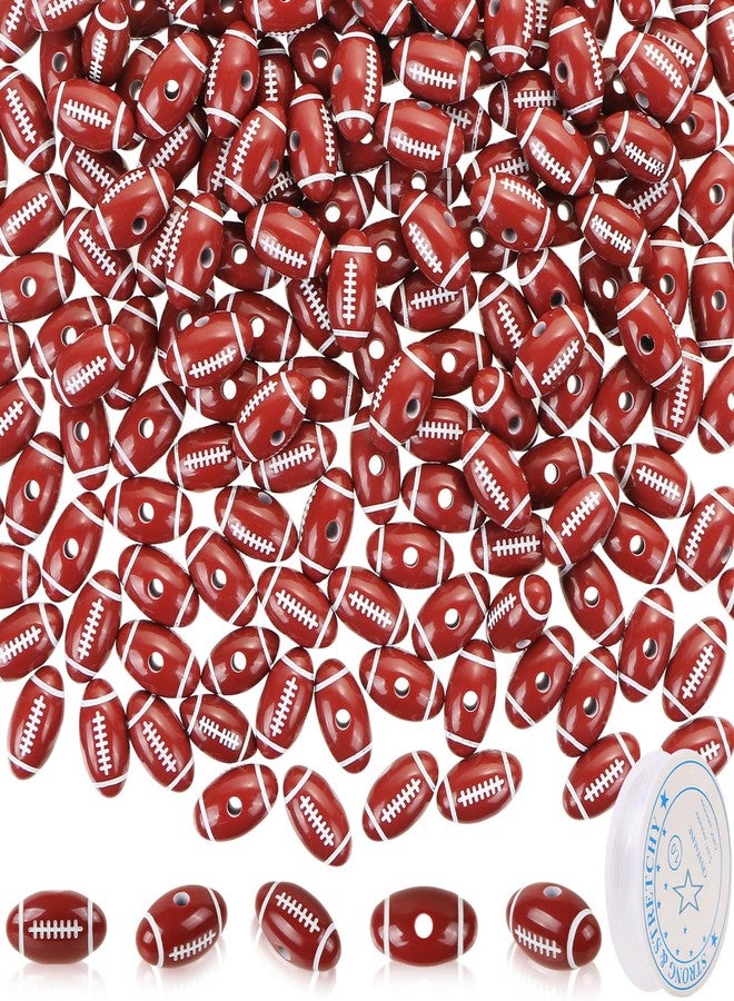 CCOZN 200 Pcs Football Beads for DIY Jewelry Making, Tiny Acrylic Rugby Beads for Bracelets Keychains Necklaces Crafting, Sports Beads with Box - Image 1