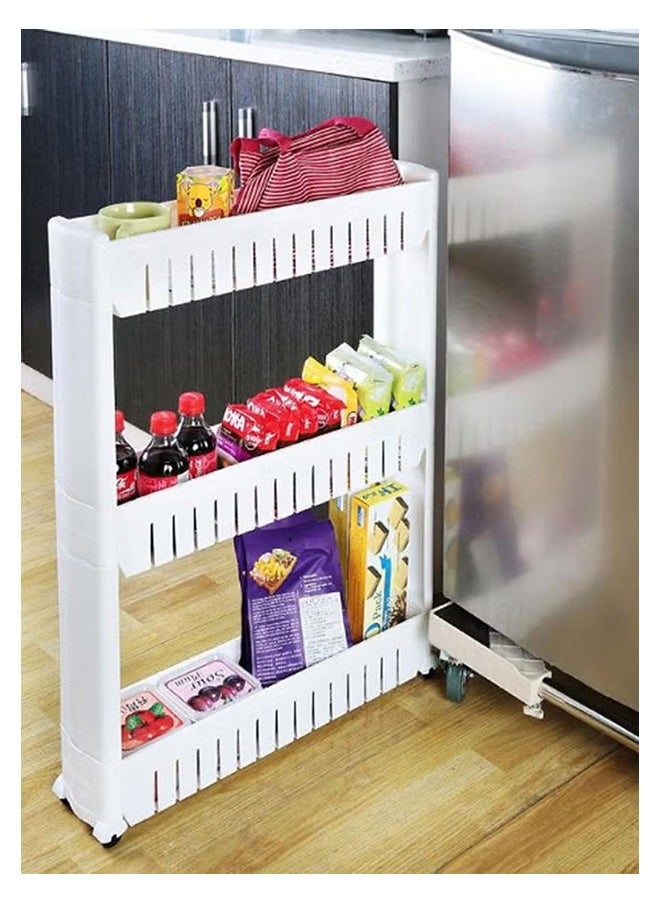 MT - 3-Layer Gap Storage Rack, With Wheels For Easy Access, Easy To Store And Organize, Without Wasting Any Space,White - Image 1