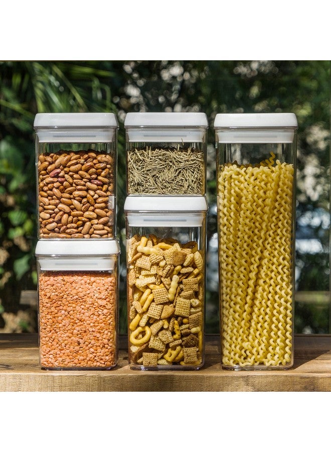 Felli Flip Tite Storage Container with Lid 4" Airtight Ring Seal Top, Stackable Acrylic Canister Jar Set for Kitchen Pantry Organizer, Food Spice Pasta Cereal Snack, Gifts for Women (5pk, Variety) - Image 4