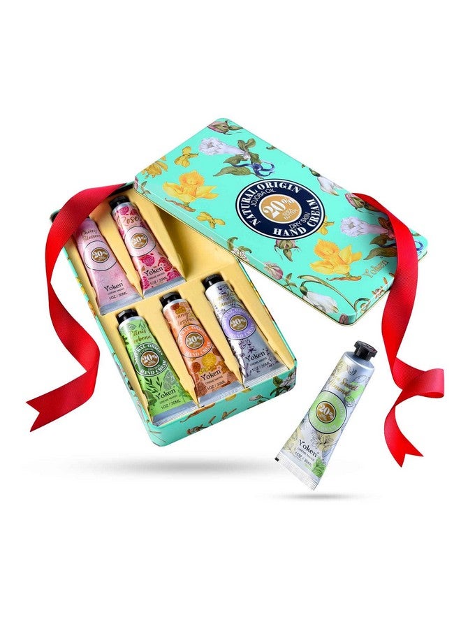 Yoken 20% Shea Butter Hand Cream Gift Set, Instant Moisturizing Hand Cream for Women Dry Hands with Delicate Tin, Floral-Scented Hand Lotion 6 x 1 OZ - Image 1