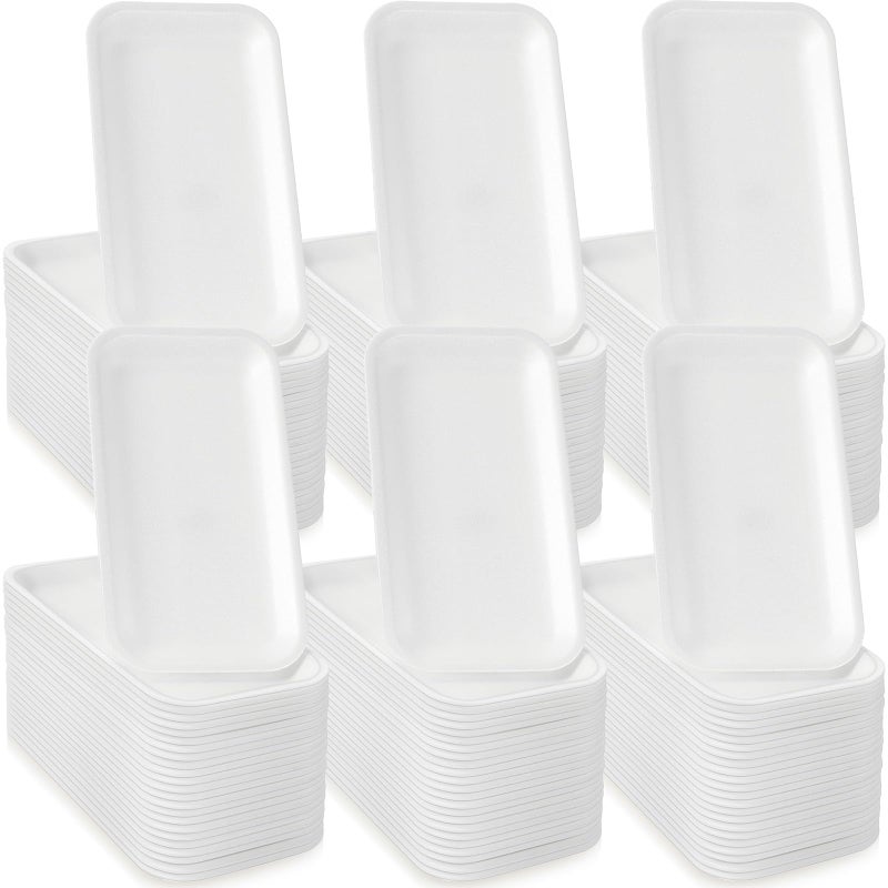 eBoot 100 قطعة صواني لحم من الفوم صواني فوم بيضاء بالجملة أطباق طعام قابلة للتصرف مستطيلة لوحات رسم لعيد الهالوين وعيد الميلاد لوازم الفن DIY 83 × 44 × 0.55 بوصة