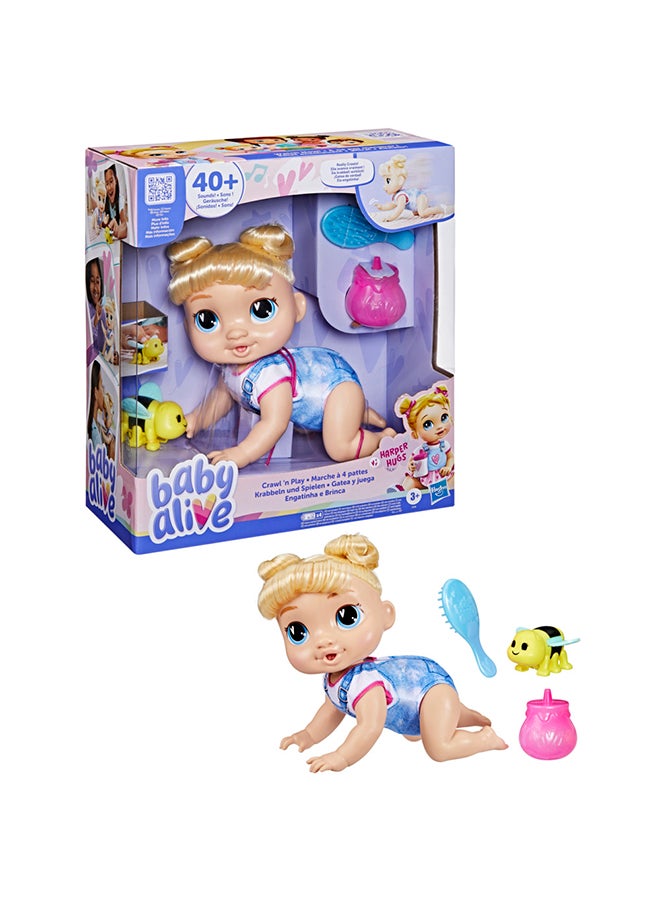 Baby Alive مجموعة دمية الرضيع الإلكترونية الزاحفة 'هاربر هاغز'، بطول 10.75 بوصة - Image 1