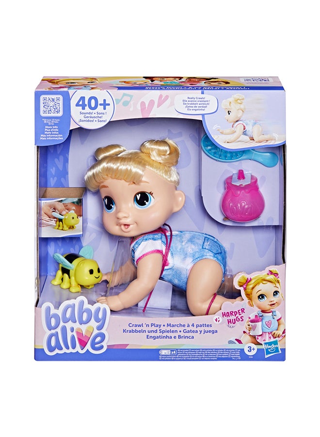 Baby Alive مجموعة دمية الرضيع الإلكترونية الزاحفة 'هاربر هاغز'، بطول 10.75 بوصة - Image 2