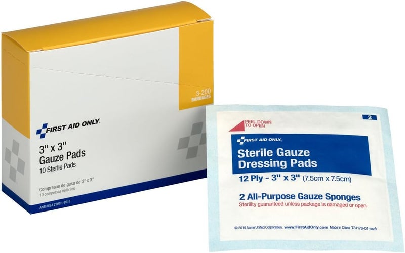 First Aid Only 3200 Gauze Pad 3 Length x 3 Width Box of 10 - Image 2