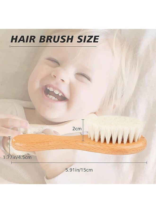 erorex Baby Hair Brush 2 Pcs Toddler Hair Brush With Wooden Handle Super Soft Goat Bristle Hair Brush  - Image 5