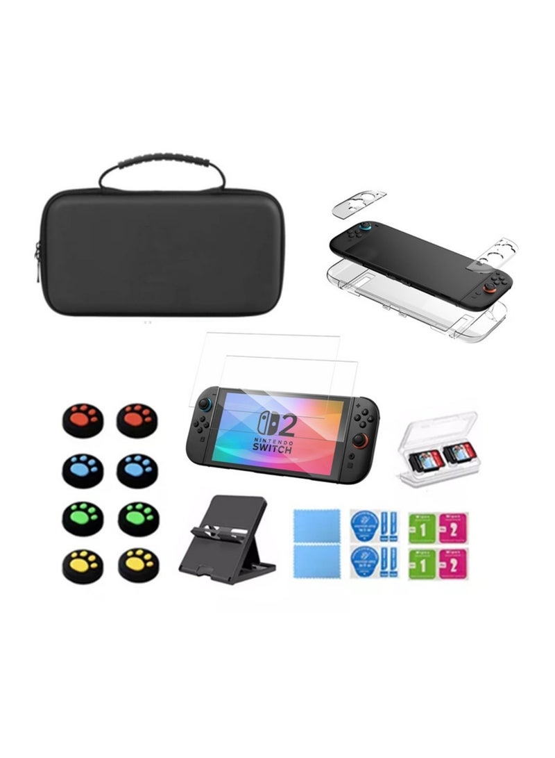 Aookay [20 in 1] Accessories Bundle for Nintendo Switch 2 2025, Accessories Kit with Console Crystal Case, Joystick Caps, Tempered Films, Carrying Case Accessories Storage Sets for Switch 2 - Image 1